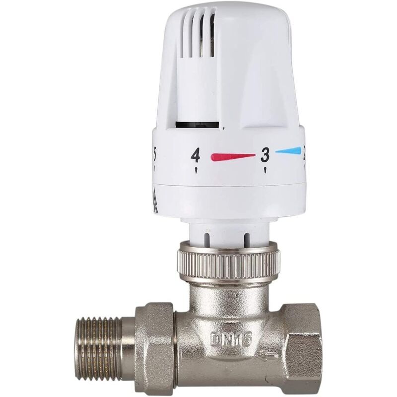 Aougo – Vanne De Radiateur Thermostatique Dn15 En Laiton – Tête Droite Avec Contrôle Automatique – Température De Fonctionnement -10°c À 120°c