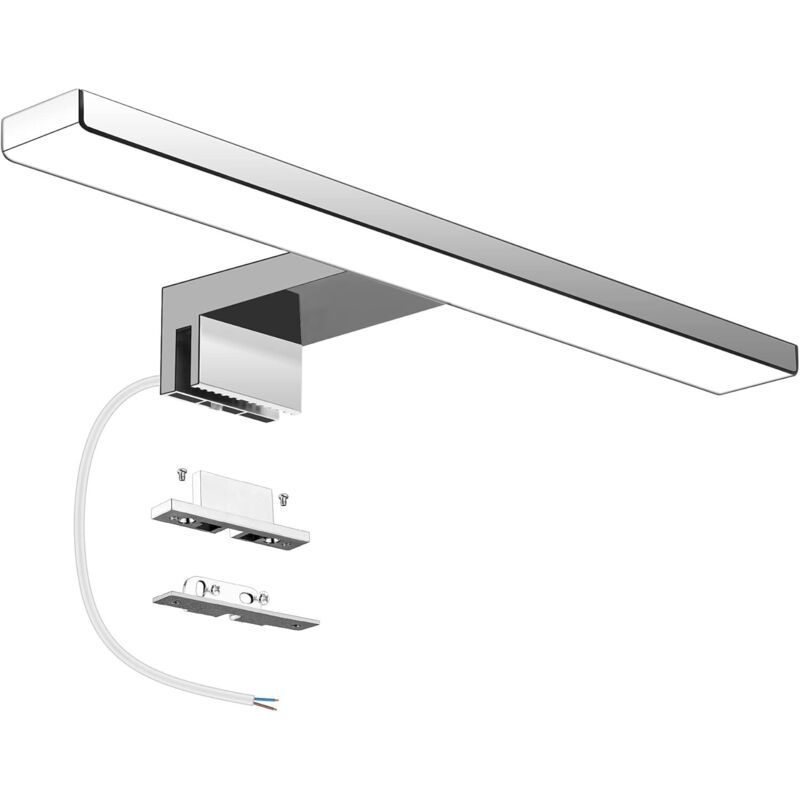 Lampe Miroir Salle De Bain Led 6w 230v 600lm,ip44 Etanche 30cm Pince Luminaire Salle De Bain,blanc Neutre 4000k,pas De Stroboscope Eclairage,acier Inoxydable Anti-buée Ampoule De Miroir,300mm
