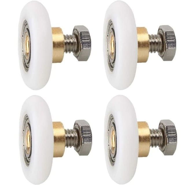 4 Stück Duschtürrollen, Duschtür-Ersatzräder, geriffelte Duschtür-Ersatzrollen mit Schrauben, Durchmesser 23 mm