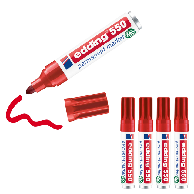 Edding - 550 4-550002 Permanentmarker Rot wasserfest: Ja
