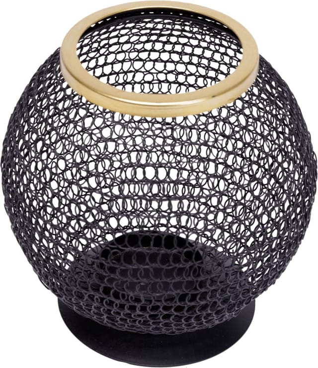 Laterne Metall 17 x 17 cm schwarz-gold Laterne - Trendline