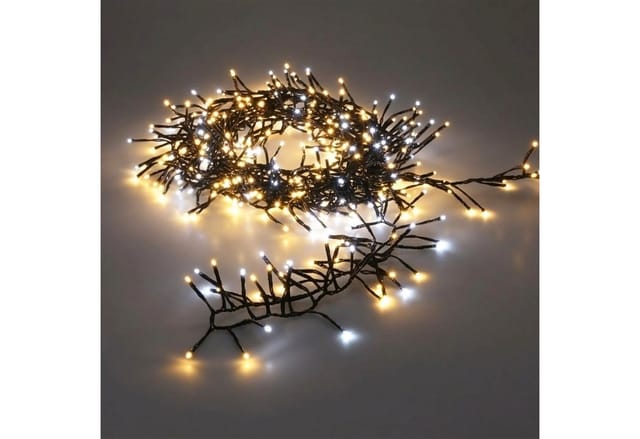 Büschel Lichterkette warm + kalt weiß Mix - 22 m / 3000 led - Deko Baum Beleuchtung mit Controller und Speicherchip - für Außen und Innen