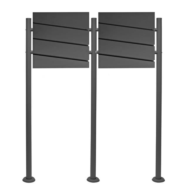 Wiltec - 2er Set Designer Briefkasten V16 Anthrazit 1000 x 135 x 1200 mm, Wandbriefkasten mit Schloss, Zeitungsrolle, Ständer, Postkasten aus