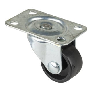 Bs Rollen - Lenkrolle Rad-Ø 25 mm Tragfähigkeit 15 kg mit Anschraubplatte Kunststoff schwarz