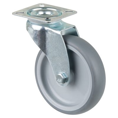 Lenkrolle 100mm Lg G1 Stahlbl verz. Gummirad - Bs Rollen
