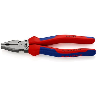 KNIPEX 02 02 200 SB Kraft-Kombizange mit Comfort-Griffen schwarz atramentiert 200 mm