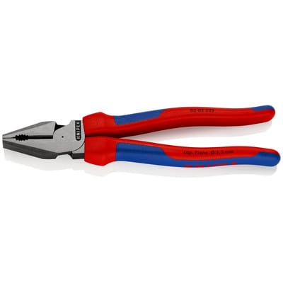 KNIPEX 02 02 225 SB Kraft-Kombizange mit Comfort-Griffen schwarz atramentiert 225 mm