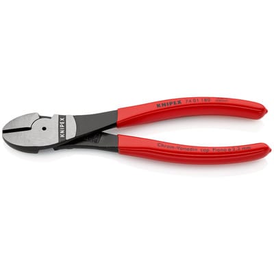 KNIPEX 74 01 180 SB Kraft-Seitenschneider mit Kunststoff überzogen schwarz atramentiert 180 mm