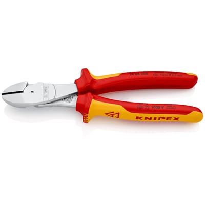KNIPEX 74 06 200 SB Kraft-Seitenschneider isoliert mit Mehrkomponenten-Hüllen, VDE-geprüft verchromt 200 mm