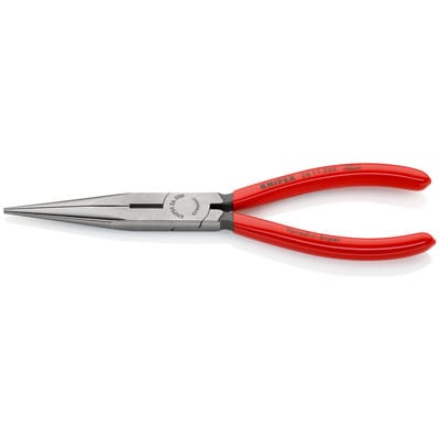 KNIPEX 26 11 200 SB Flachrundzange mit Schneide (Storchschnabelzange) mit Kunststoff überzogen schwarz atramentiert 200 mm