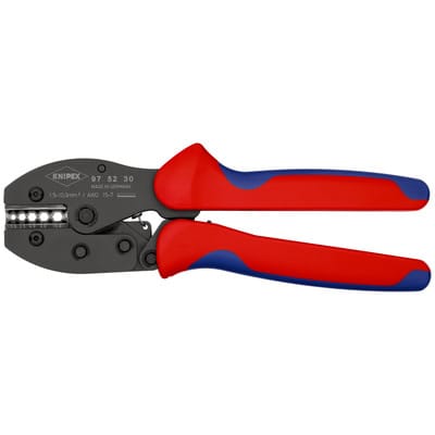 Knipex - 97 52 30 sb PreciForce® Crimpzange mit Mehrkomponenten-Hüllen brüniert 220 mm (SB-Karte/Blister)