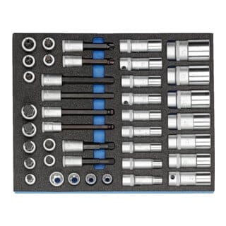 Steckschlüssel-Sortiment 1/2" in Check-Tool-Modul, 40-tlg