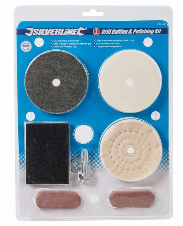 Silverline - Bohrmaschinen Polierscheiben Vlies Filz Polierpaste Set Poliersatz