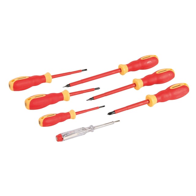 Silverline - VDE-Elektriker-Schraubendreher mit Weichgriff, 7-tlg. Satz 7-tlg.