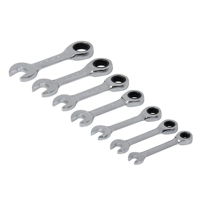 Kurze Ratschenschlüssel 8–19 mm Set 7-tlg.