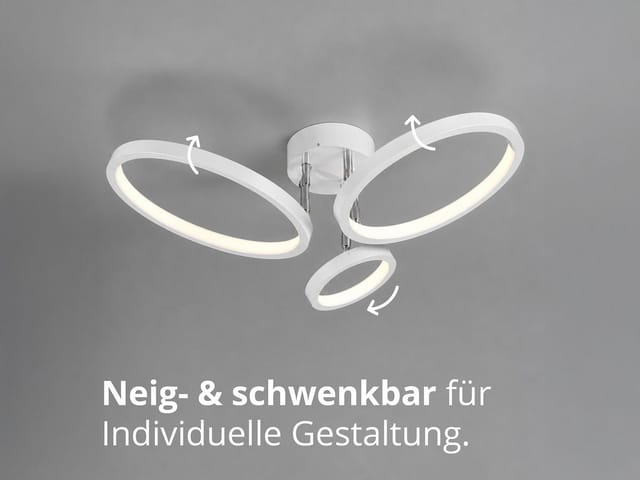 Led Deckenleuchte corna schwenkbar & dimmbar, Weiß Breite 71cm