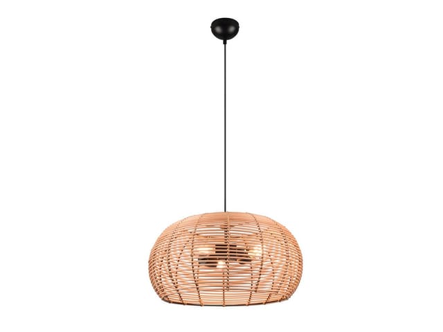 Große led Pendelleuchte 3-flammig Korbgeflecht aus Rattan, ø 50cm
