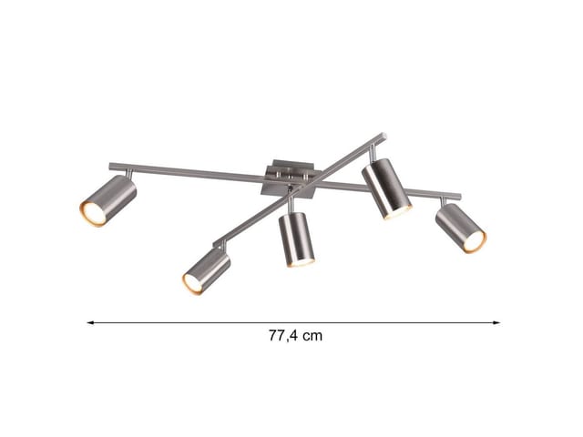 Meinewunschleuchte - led Deckenstrahler Silber 5-flammig, verstellbare Spots, Breite 77,5cm