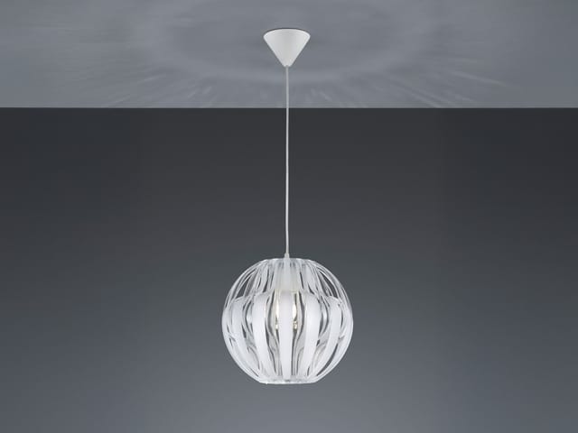 Meinewunschleuchte - led Hängeleuchte Kugel 1-flammig Kunststoff weiß/transparent, ø 30cm