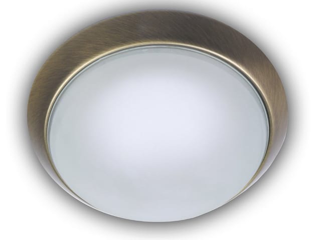 Niermann - Deckenleuchte, Glas satiniert mit Klarrand, Dekorring Altmessing, ø 25cm