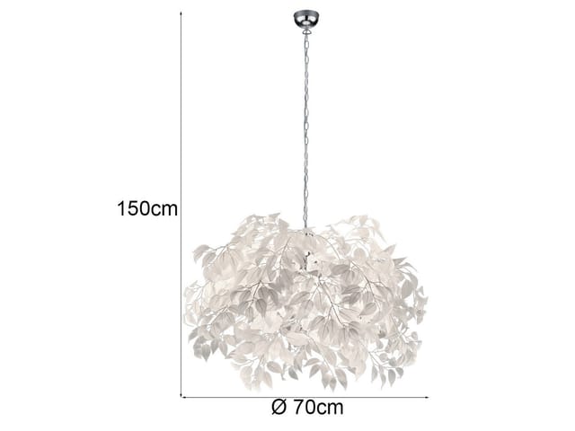 Meinewunschleuchte - Große led Pendelleuchte mit Blätter Lampenschirm in Weiß ø 70cm