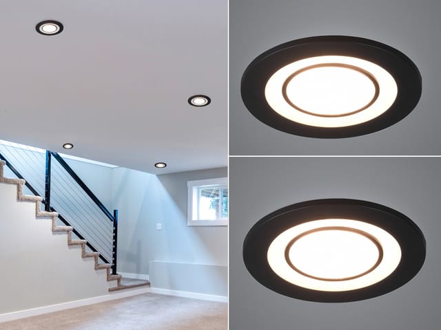 Runder led Deckeneinbaustrahler 2er Set in Schwarz matt ø 8,2cm