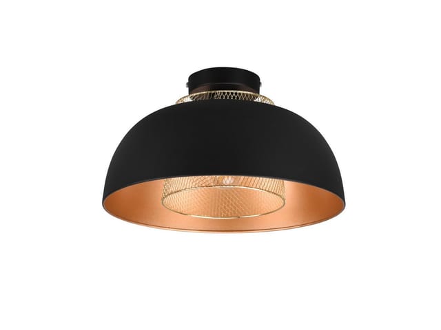 Meinewunschleuchte - led Deckenleuchte Metall Schwarz Gold mit Drahtgeflecht, ø 35cm