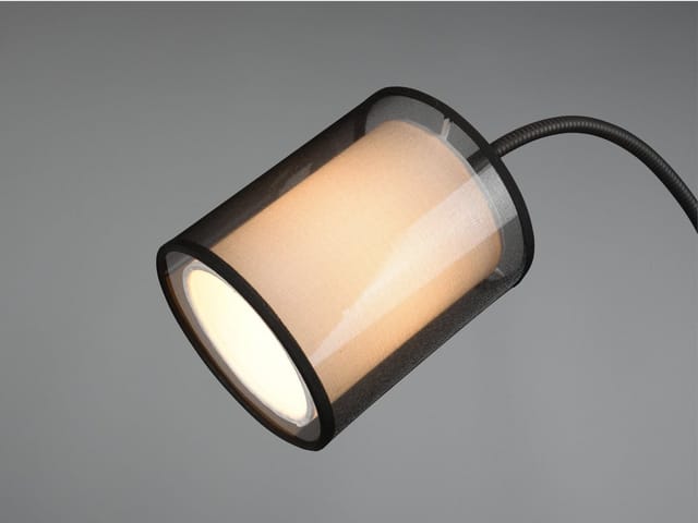 Led Stehleuchte mit Leselicht & Stoff Organza Schwarz innen Weiß, 174cm
