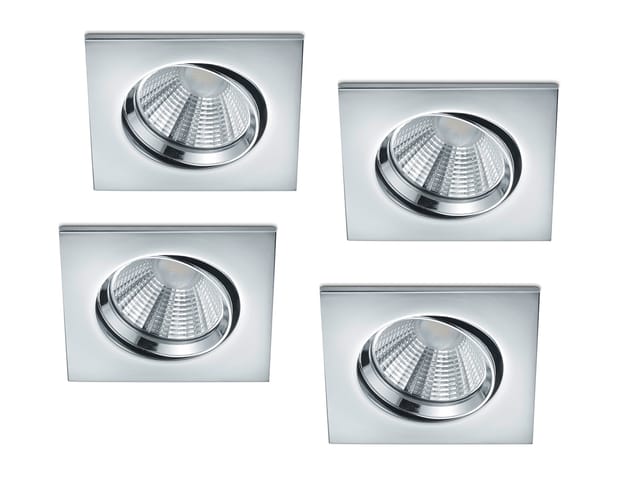 Trio Leuchten - led Einbaustrahler Decke 4er Set eckig schwenkbar dimmbar Chrom glänzend 5,5W