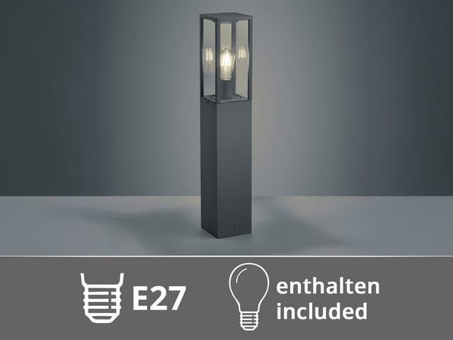 Meinewunschleuchte - Moderne led Pollerleuchte in Anthrazit mit Glas, Höhe 80cm