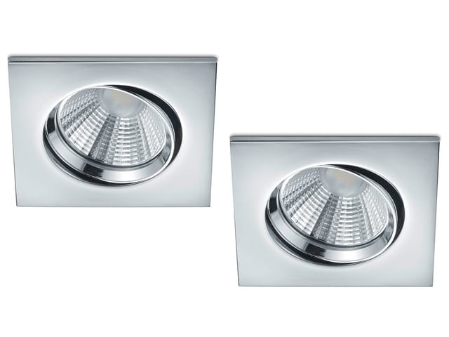 Trio Leuchten - led Einbaustrahler Decke 2er Set eckig schwenkbar dimmbar Chrom glänzend 5,5W