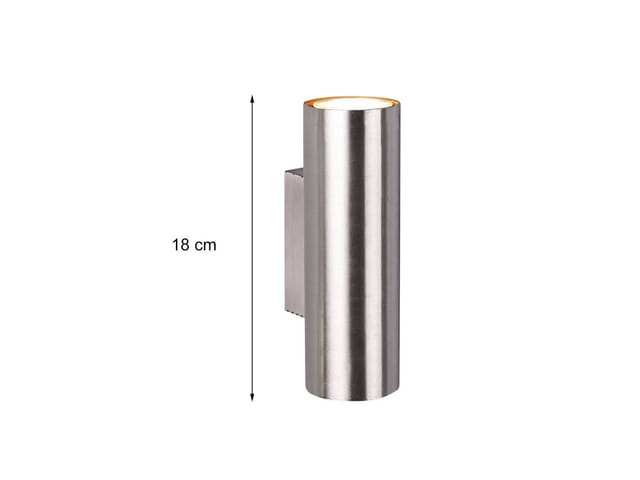 Meinewunschleuchte - Dimmbare led Up & Down Innenwandleuchte aus Silber mattem Metall, Höhe 18cm