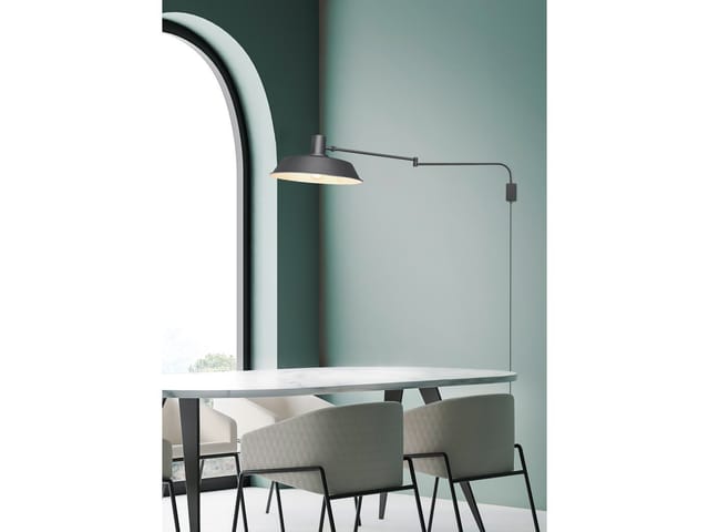 Led Wandlampe Schwarz schwenkbar mit Schnurschalter & Stecker, Länge max. 150cm