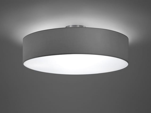 Runde led Deckenleuchte mit Stoffschirm in Grau, ø 50cm
