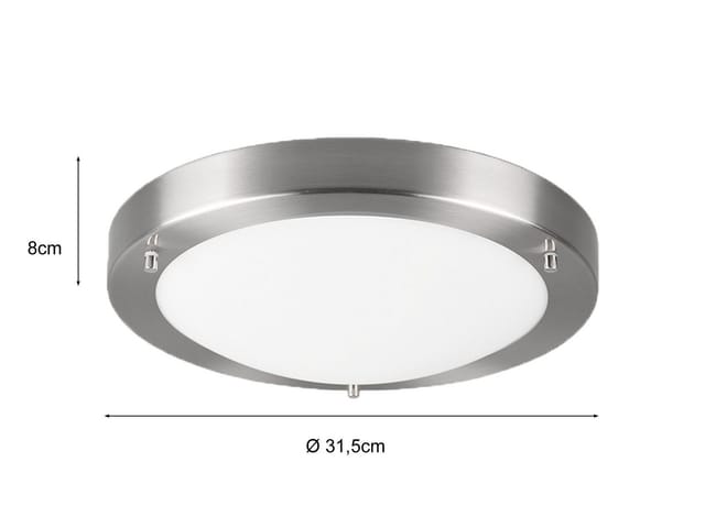 LED Bad Deckenleuchten in Silber mit Glas Opal Weiß Badlampen, Ø 31,5cm