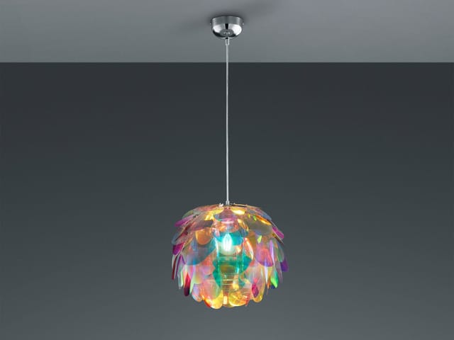 Verspielte led Pendelleuchte mit bunten Kunststoffblättern, ø 40cm