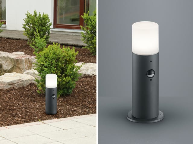 Meinewunschleuchte - led Sockelleuchte mit Bewegungsmelder Anthrazit Höhe 30cm IP44 Wegeleuchten