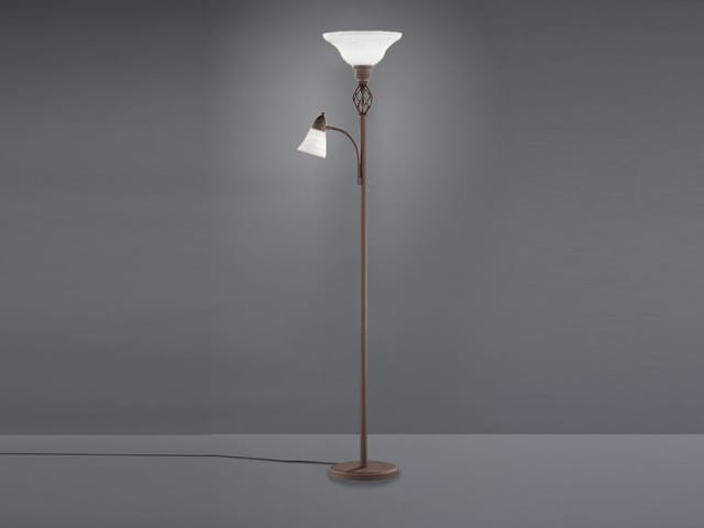 Led Deckenfluter mit Leselampe im Landhausstil, Rostoptik Höhe 180cm