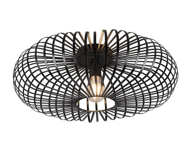 Led Deckenleuchte Gitter Lampenschirm Metall in Schwarz, ø 50cm