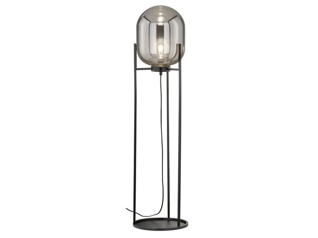 Kleine led Stehlampe Tripod mit Rauchglas Glaskugel - Höhe 110cm