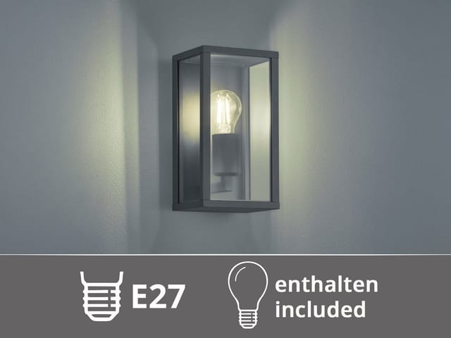 Meinewunschleuchte - Moderne led Außenwandleuchte in Anthrazit mit Glas, Höhe 26cm