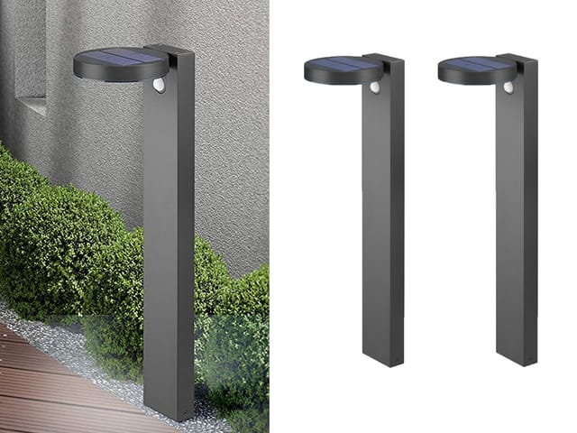 Meinewunschleuchte - led Solar Wegeleuchte 2er Set Außenleuchten mit Bewegungsmelder in Anthrazit