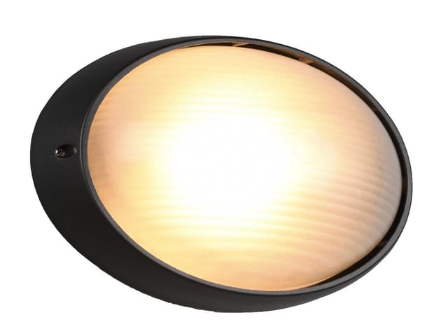 Meinewunschleuchte - Außenwandleuchte temo Schwarz Fassadenbeleuchtung IP44 oval Breite 32cm