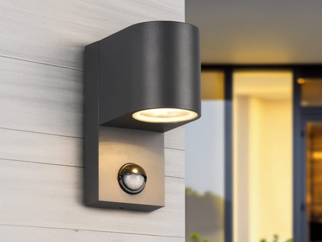 Meinewunschleuchte - Runde led Außenwandleuchte Downlight mit Bewegungsmelder, Anthrazit