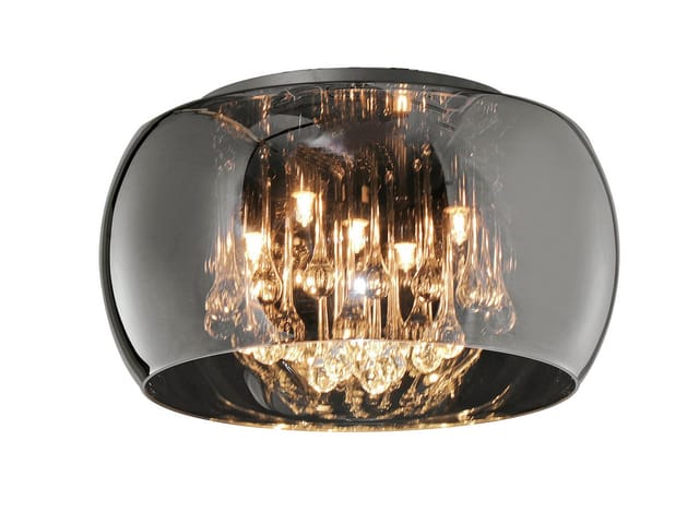 Kristall led Deckenleuchte Glas Chrom verspiegelt & Rauchglas Optik ø 40cm