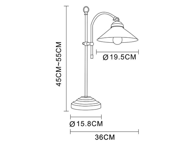 Große led Tischleuchte im Landhausstil mit Glasschirm, max. Höhe 55cm
