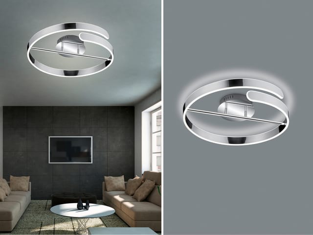 Led Deckenleuchte parma Metall Chrom/Weiß 3 Stufen Dimmer Ring, ø 50cm
