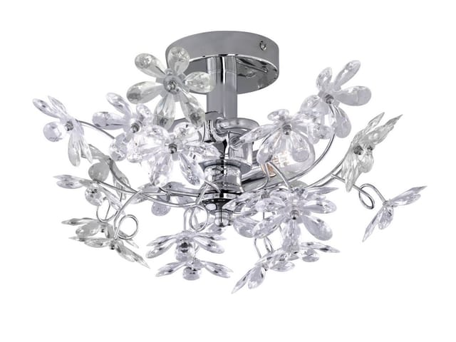 Meinewunschleuchte - Verspielte led Deckenleuchte im floralen Design, Chrom Multicolor ø 38cm