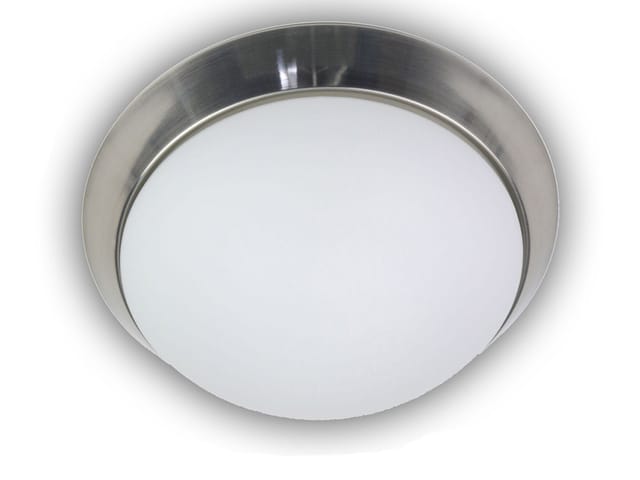 LED-Deckenleuchte rund, Opalglas matt, Dekorring Nickel matt, ø 40cm
