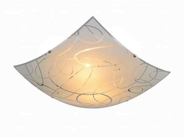 Eckige LED Deckenleuchte DIMMBAR Glas mit modernem Dekor, Quadrat 40cm